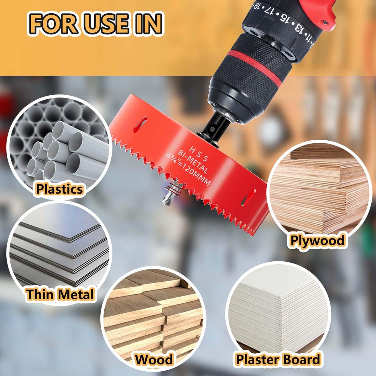Thumbnail 5 de GARHWAL Bi-Metal Hole Saws 120mm – Fast Cut Wood/Metal Cutter