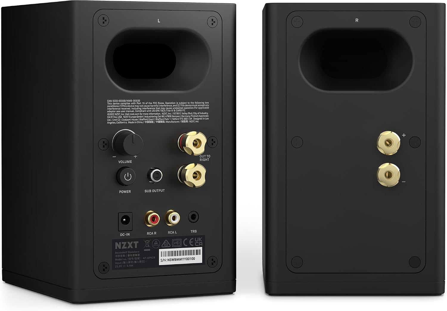 Detalle 1 de NZXT Relay Speakers AP-SPKB2-JP アンプ内蔵PCスピーカー ブラック、MDF筐体・80Wピーク出力