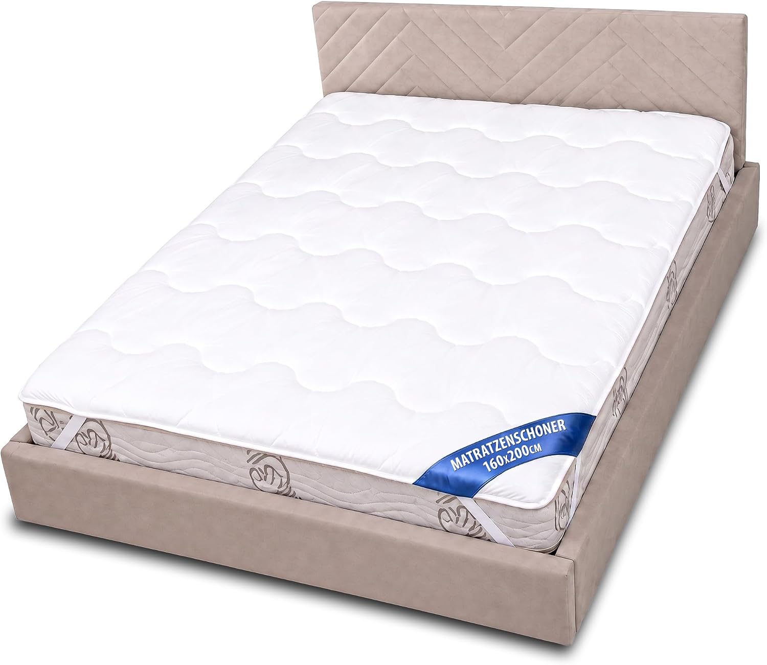 Detalle de Amazinggirl bäddmadrass 160x200 cm – kviltat madrasskydd i polyester