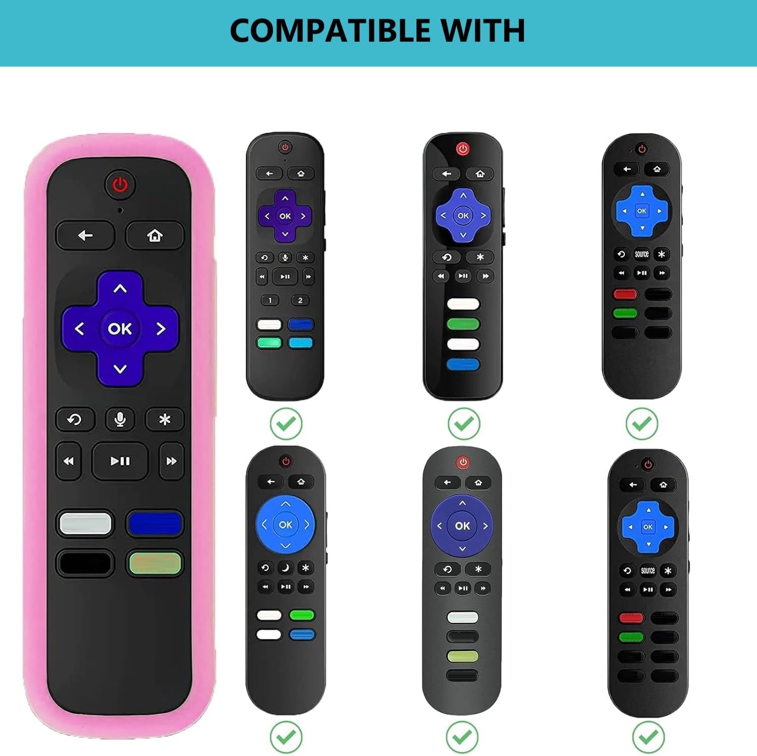 Thumbnail 4 de Remote Cover Case for Roku Remotes — Universal Blue Silicone Sleeve