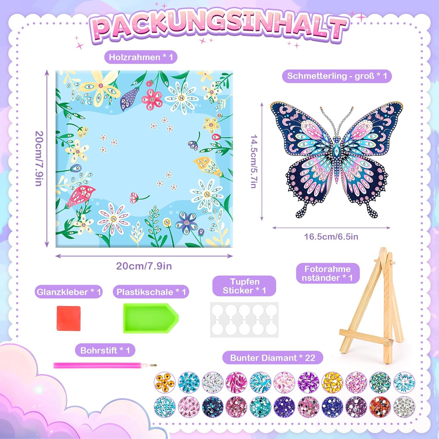 Thumbnail 5 de Diamond Painting Schmetterling Bastelset