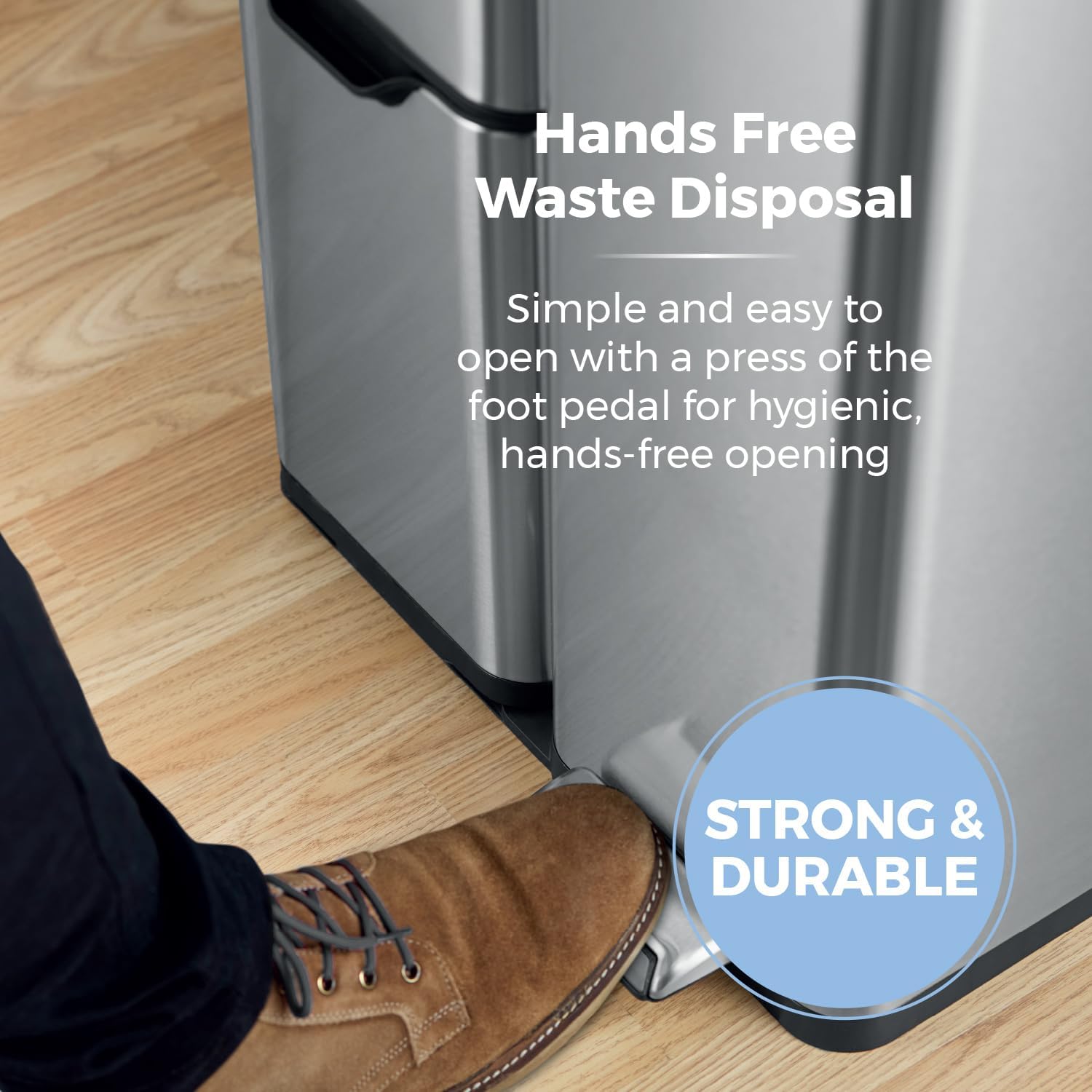 Detalle 2 de Tower T838024SS Pedal Bin 24L, steel 🗑