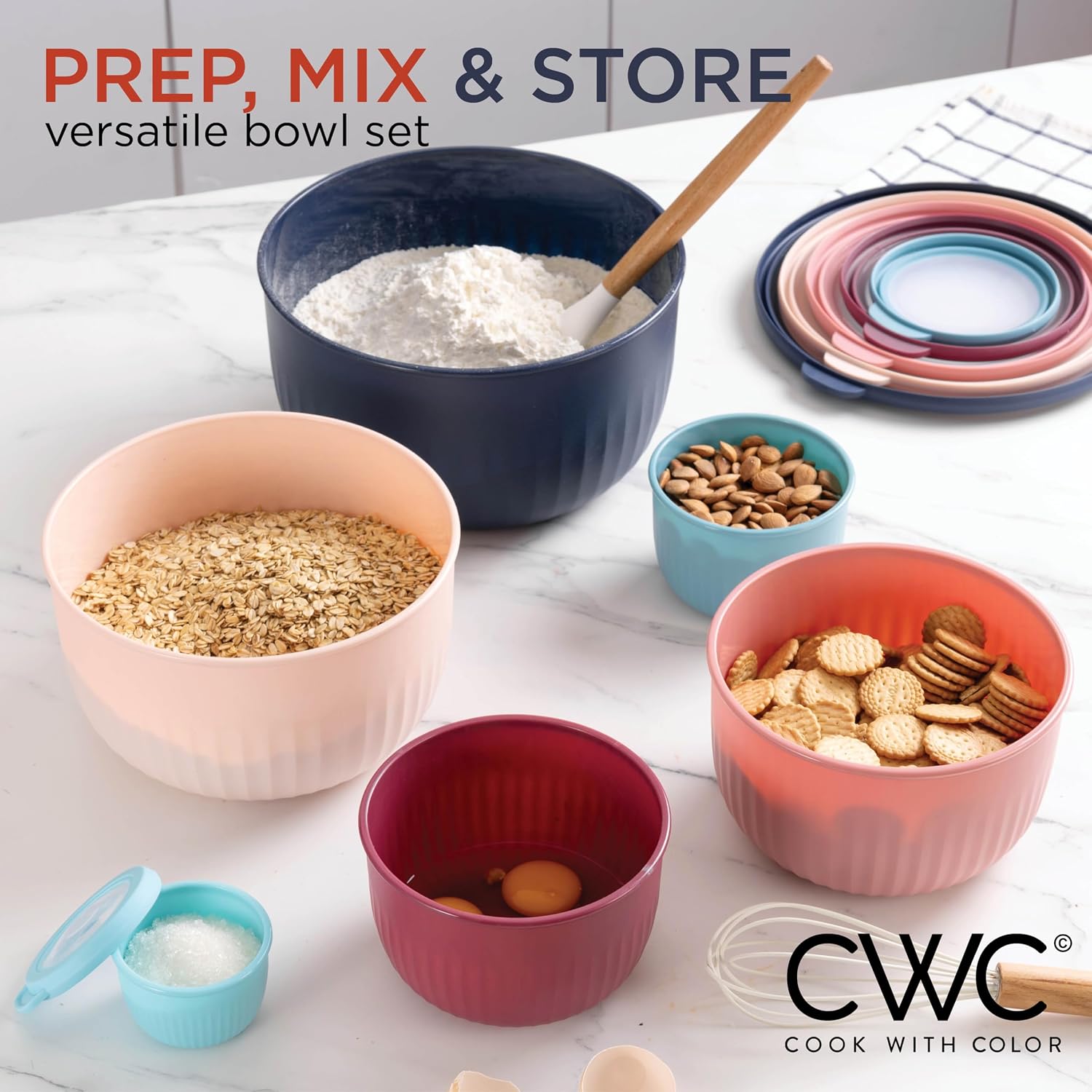 Detalle 2 de COOK WITH COLOR Prep Bowls 12-piece set 🥣