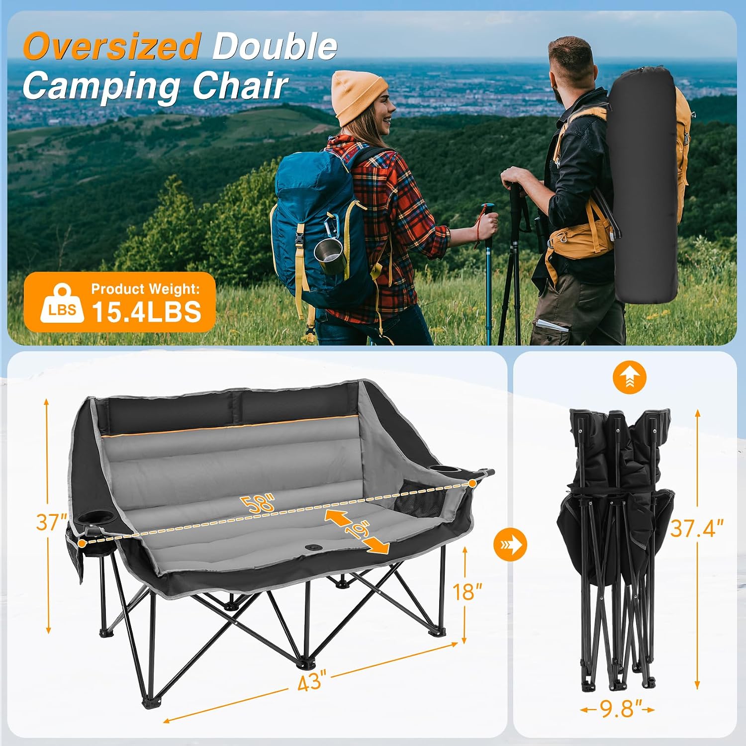 Detalle 2 de Suteck Double Camping Chair 660 lbs