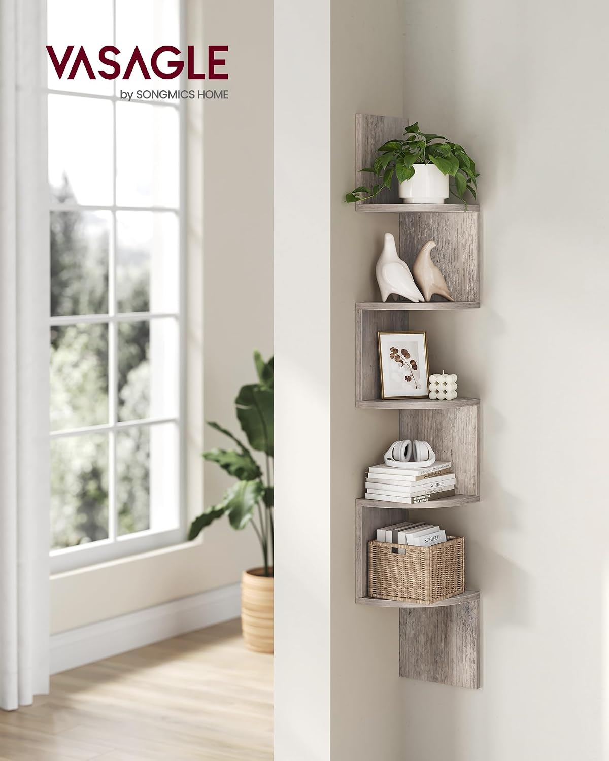 Detalle 2 de VASAGLE LBC072M01 5-tier corner shelf for home
