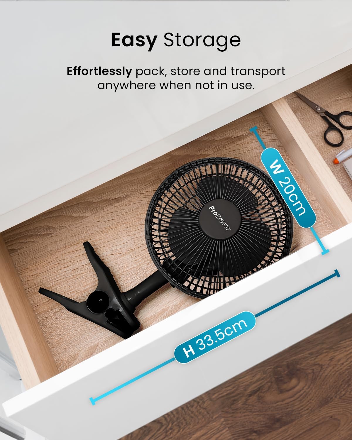 Thumbnail 6 de Pro Breeze 6 Inch Clip on Fan with 2 Speeds (Mains Powered) – Quiet, 360° Rotation & Adjustable Head