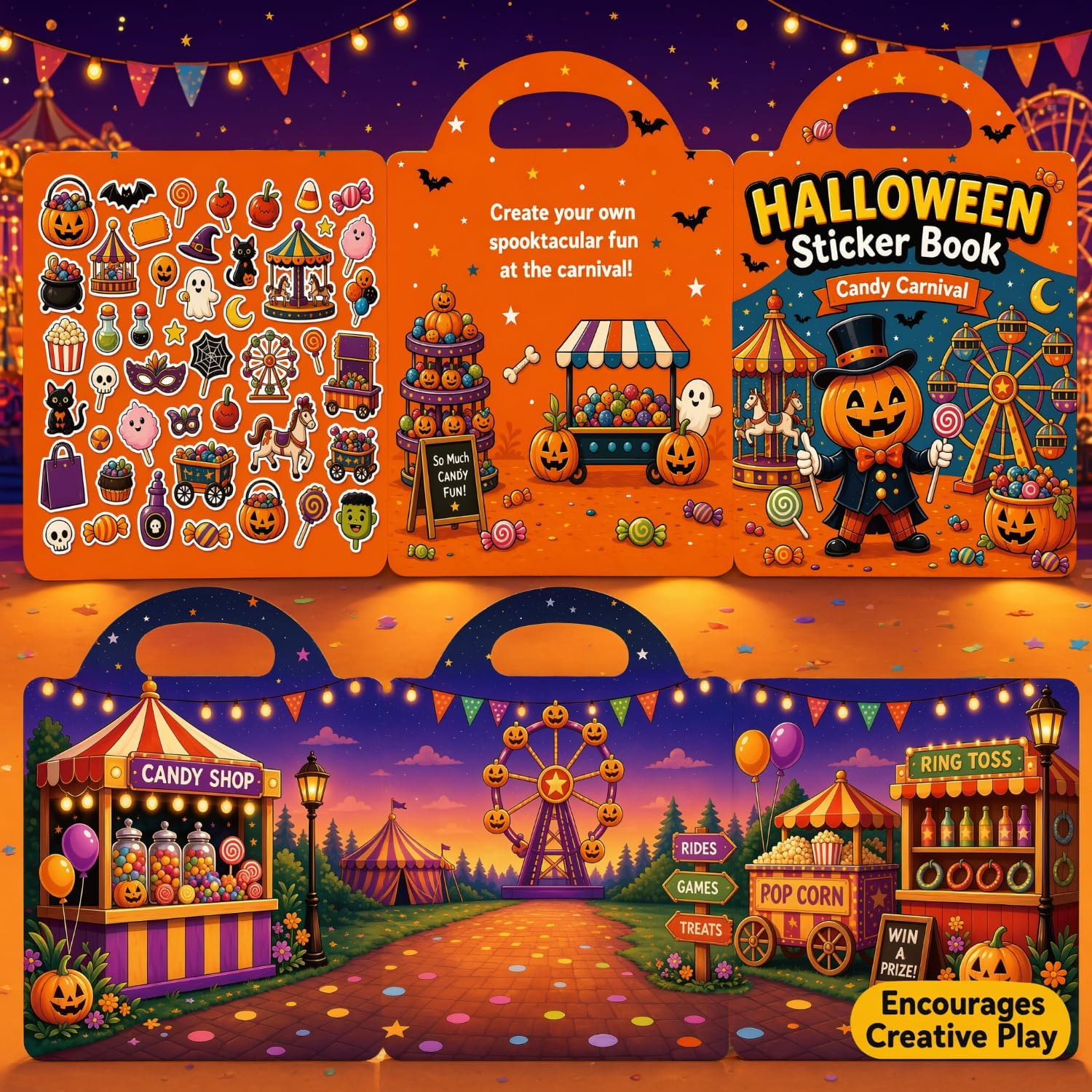 Detalle 2 de Tailano Bookss00a Reusable Halloween Sticker Books, 2-Pack with 89 PVC Stickers