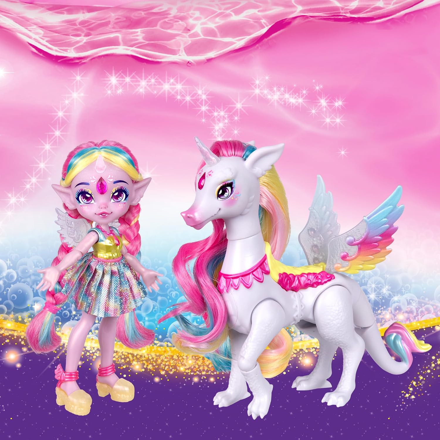 Detalle 2 de Magic Mixies Magic Pixlings MG104000 – lalka z kucykiem, tęczowy zestaw