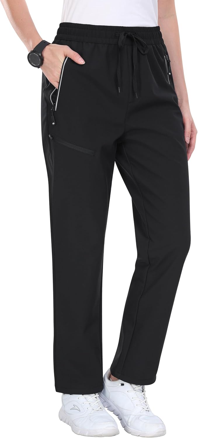 Detalle de MoFiz Women's Fleece-Lined Waterproof Snow Pants with Zippered Pockets