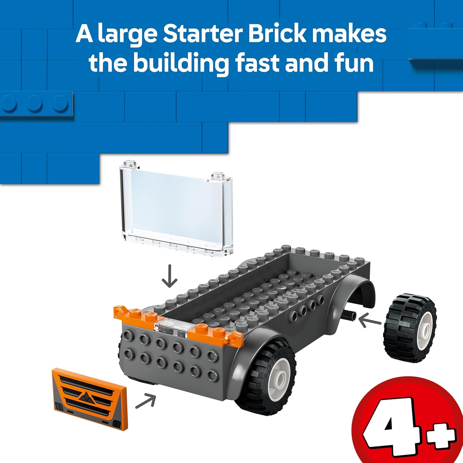 Detalle de LEGO City Motorcycle Transporter 60491 – Fine motor skills toy with flatbed truck, 2 motorbikes, 2 minifigures and ramp