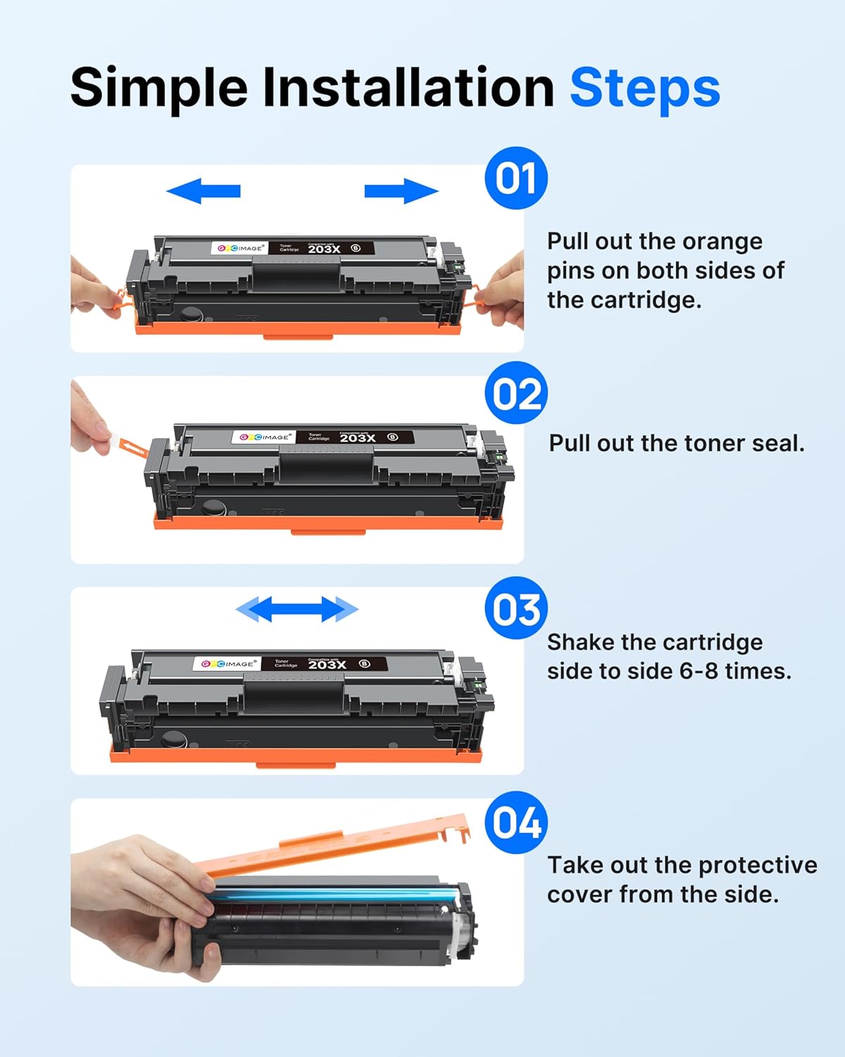Detalle 2 de GPC Image 203X Toner compatibile per HP 203X/203A – 4 pezzi (Nero Ciano Magenta Giallo) per HP Color LaserJet Pro