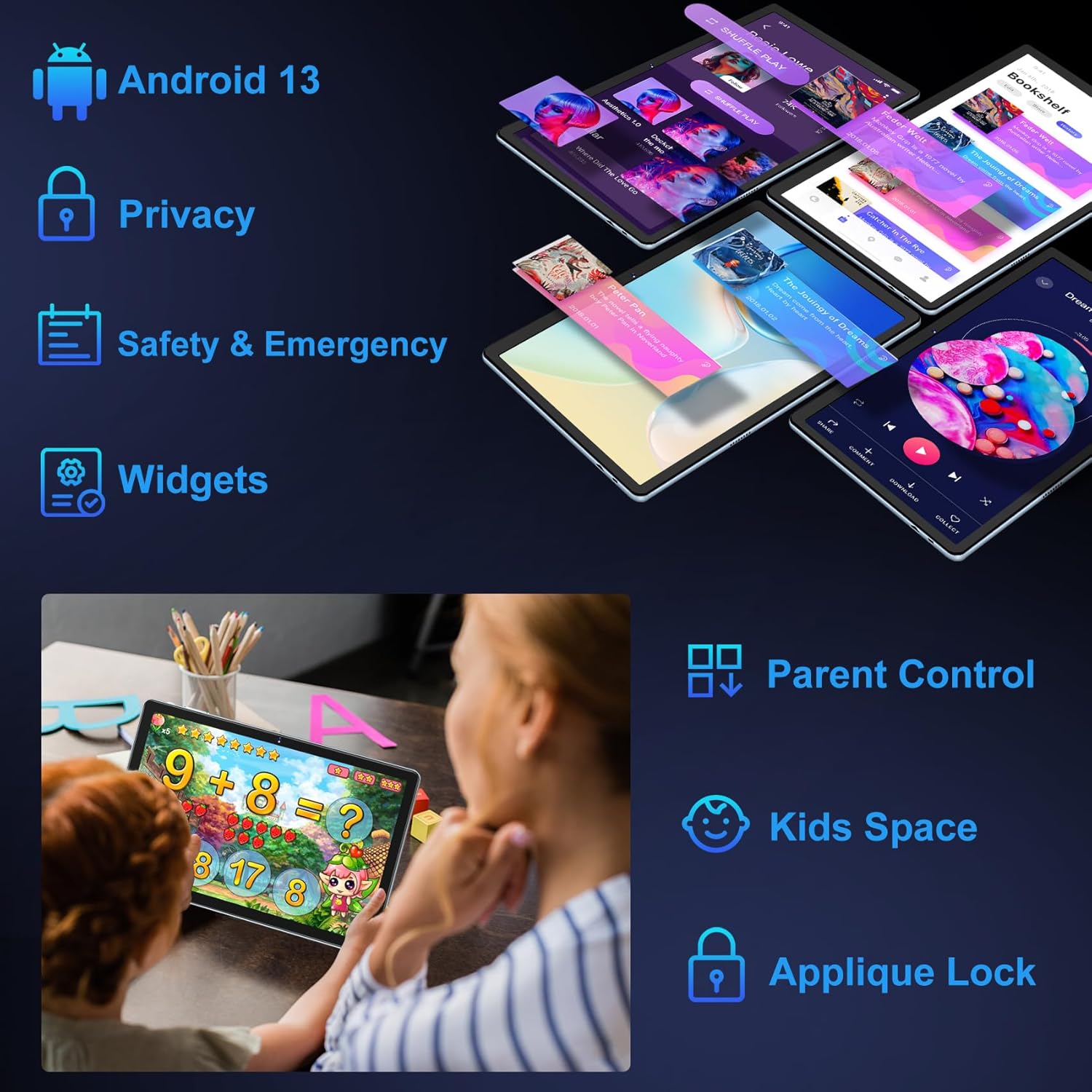 Thumbnail 2 de ZIOVO 2026 10-Zoll Android-13-Tablet mit 5G, 12GB RAM/128GB und Tastatur & Maus (Blau)