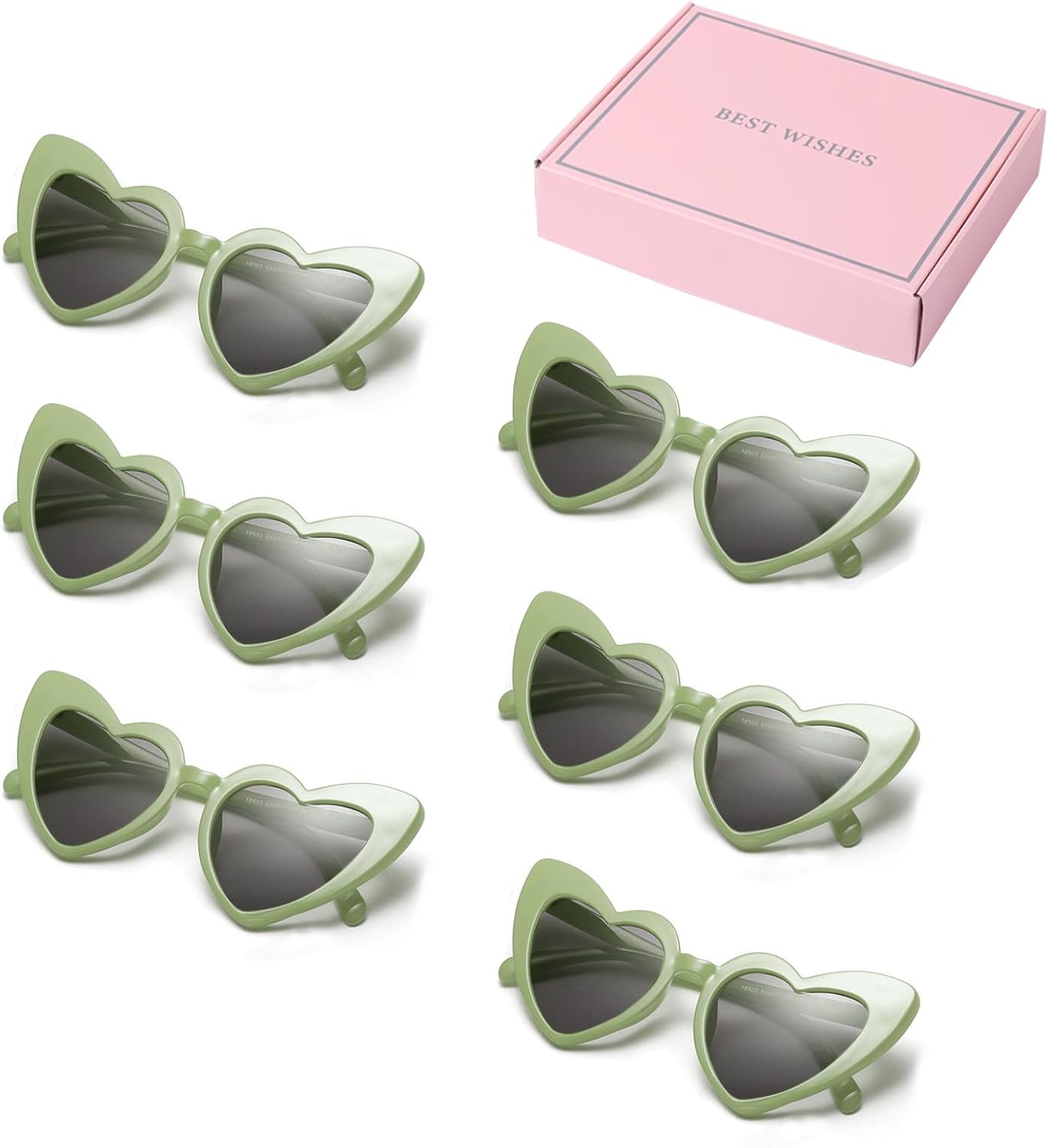 Thumbnail 5 de OWITER 6 Pack Bride Heart Shaped Sunglasses – White Heart Sunglasses for Women