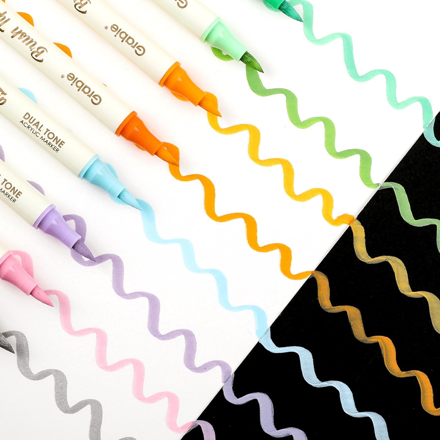 Detalle 2 de Grabie Set pennarelli acrilici a doppia punta, 120 colori — pennarelli per legno, carta e tessuti