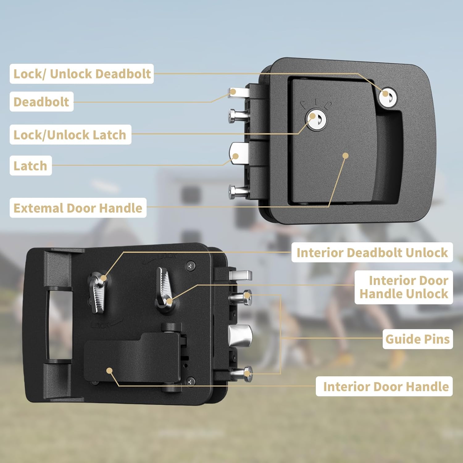 Thumbnail 3 de CAMJOKE Class C Mechanical RV Door Lock Replacement for Most Campers (4 Keys)