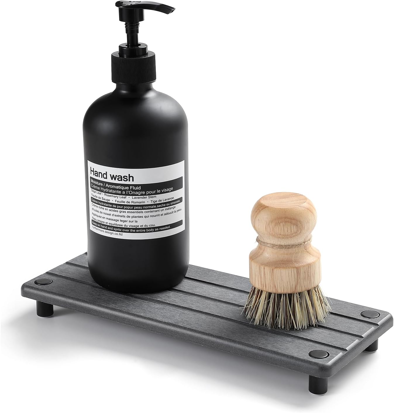 Detalle de Razborci Tapis de séchage en pierre pour comptoir – Plateau absorbant en diatomite noir