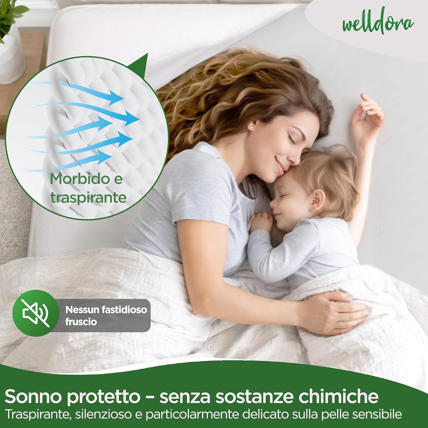 Thumbnail 4 de Welldora Coprimaterasso Antiacaro Premium – Copri Materasso Anallergico con Cerniera 90x200x20 cm