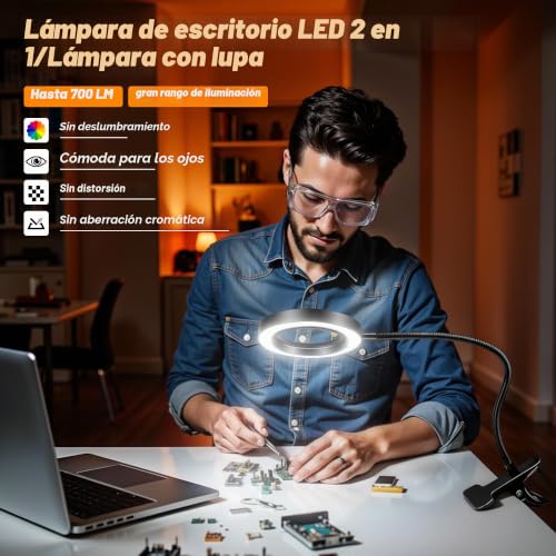 Detalle 2 de Akynite 10X Lupa con Luz y Pinza: precisión al alcance de la mano