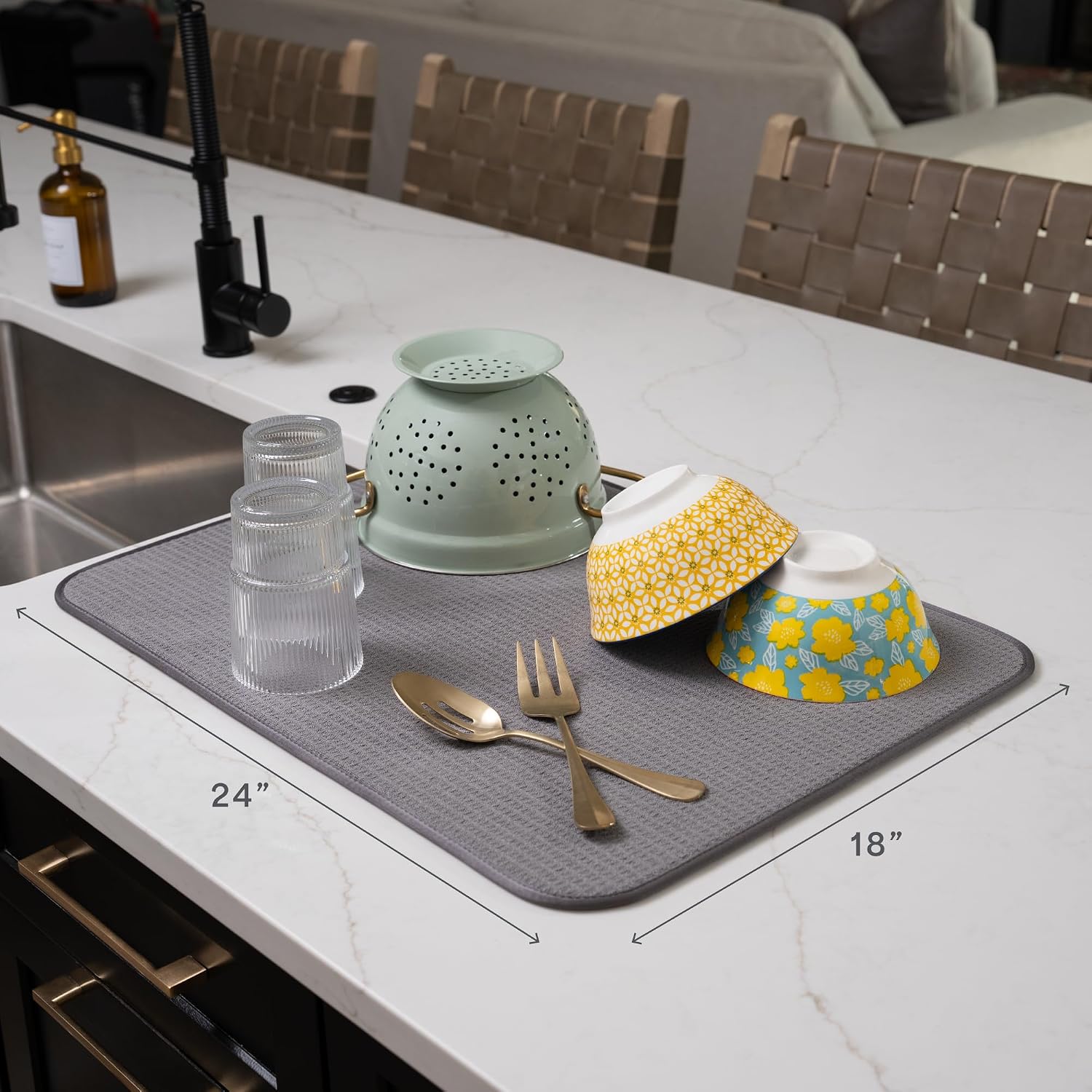 Thumbnail 4 de S&T INC. Dish Drying Mat XL 18" x 24" absorbent kitchen mat 🧽