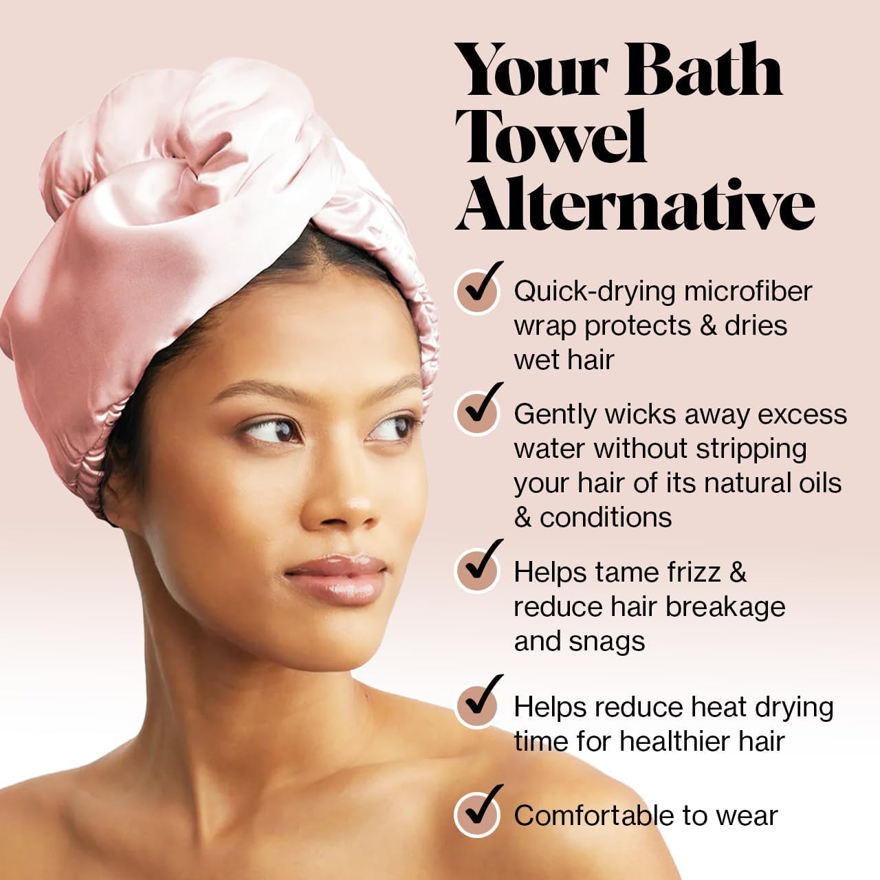 Detalle 2 de Kitsch Satin Microfiber Hair Towel Wrap Blush
