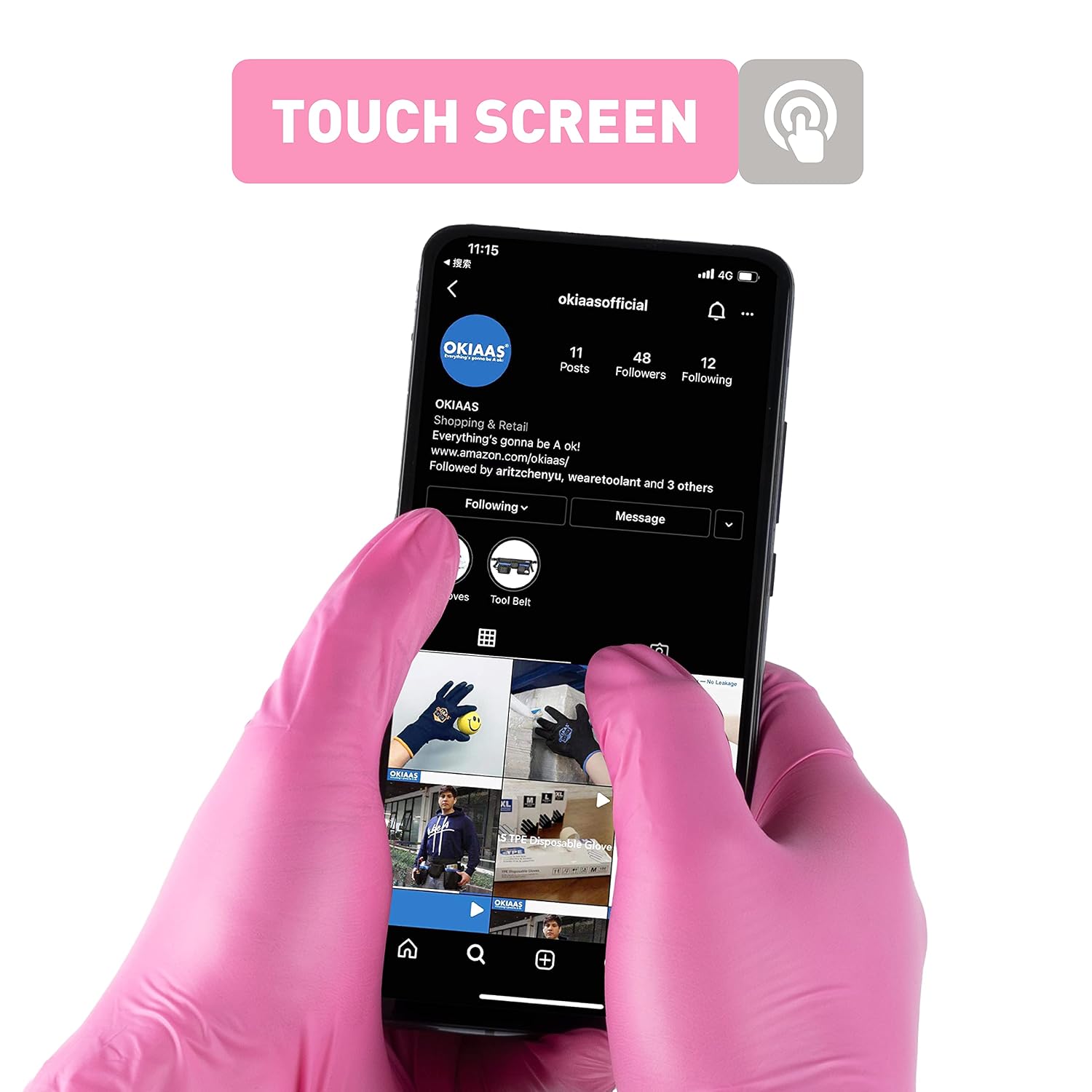 Detalle de OKIAAS Pink Gloves M – Latex-Free Vinyl Gloves, 50 Count (Medium)
