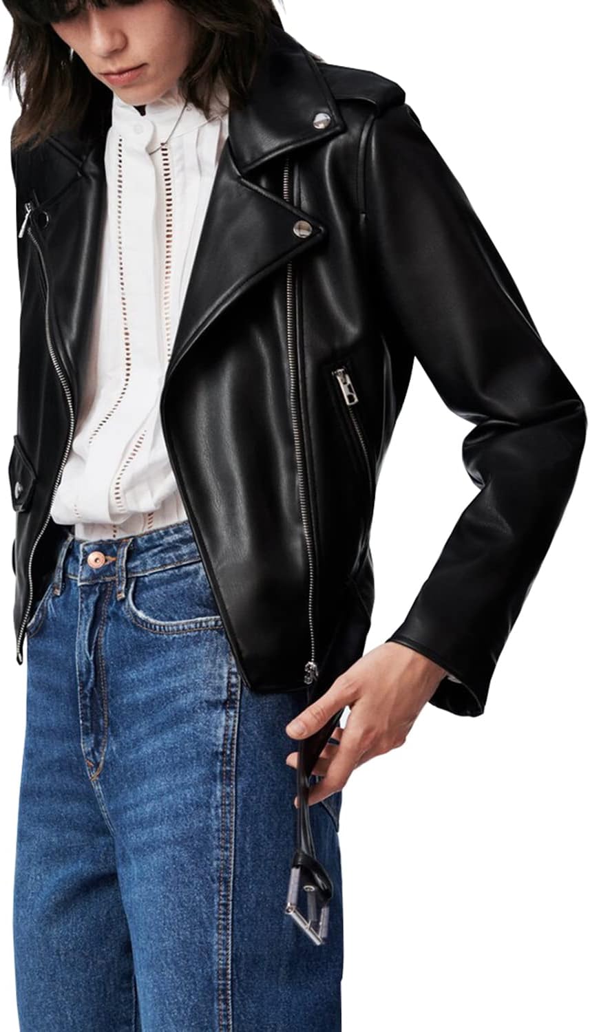 Detalle 2 de LY VAREY LIN Women's Faux Leather Motorcycle Jacket, PU