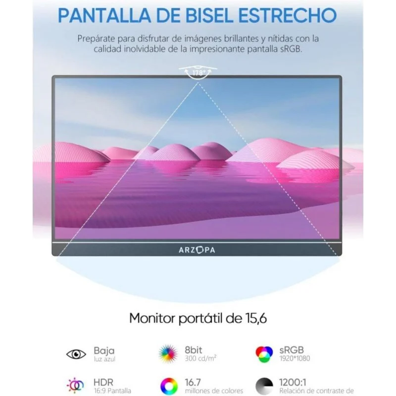 Detalle 2 de ARZOPA 15,6" FullHD IPS 60 Hz — monitor portátil