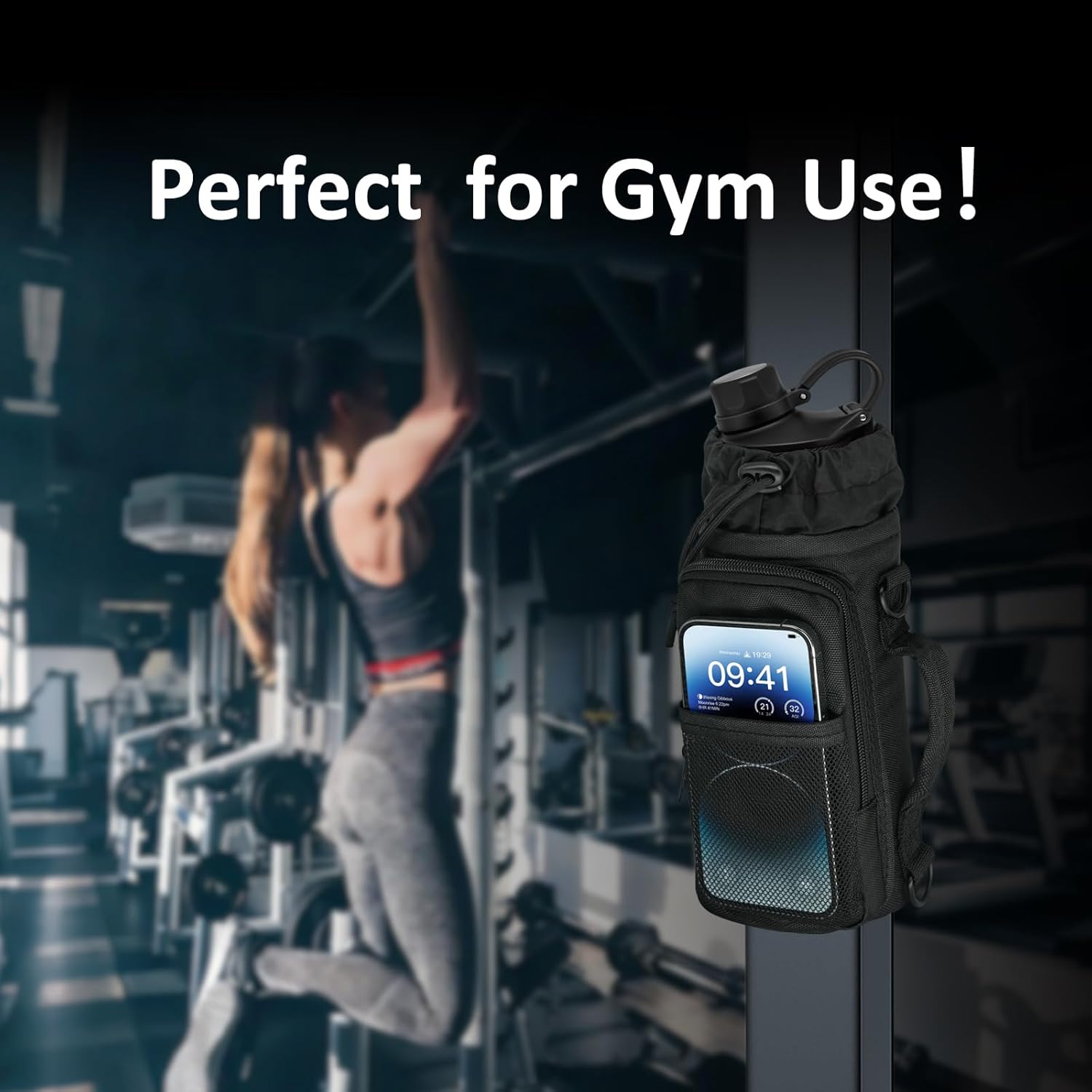 Thumbnail 2 de Magnetic Gym Bag Water Bottle Holder with Multi-Pocket Storage