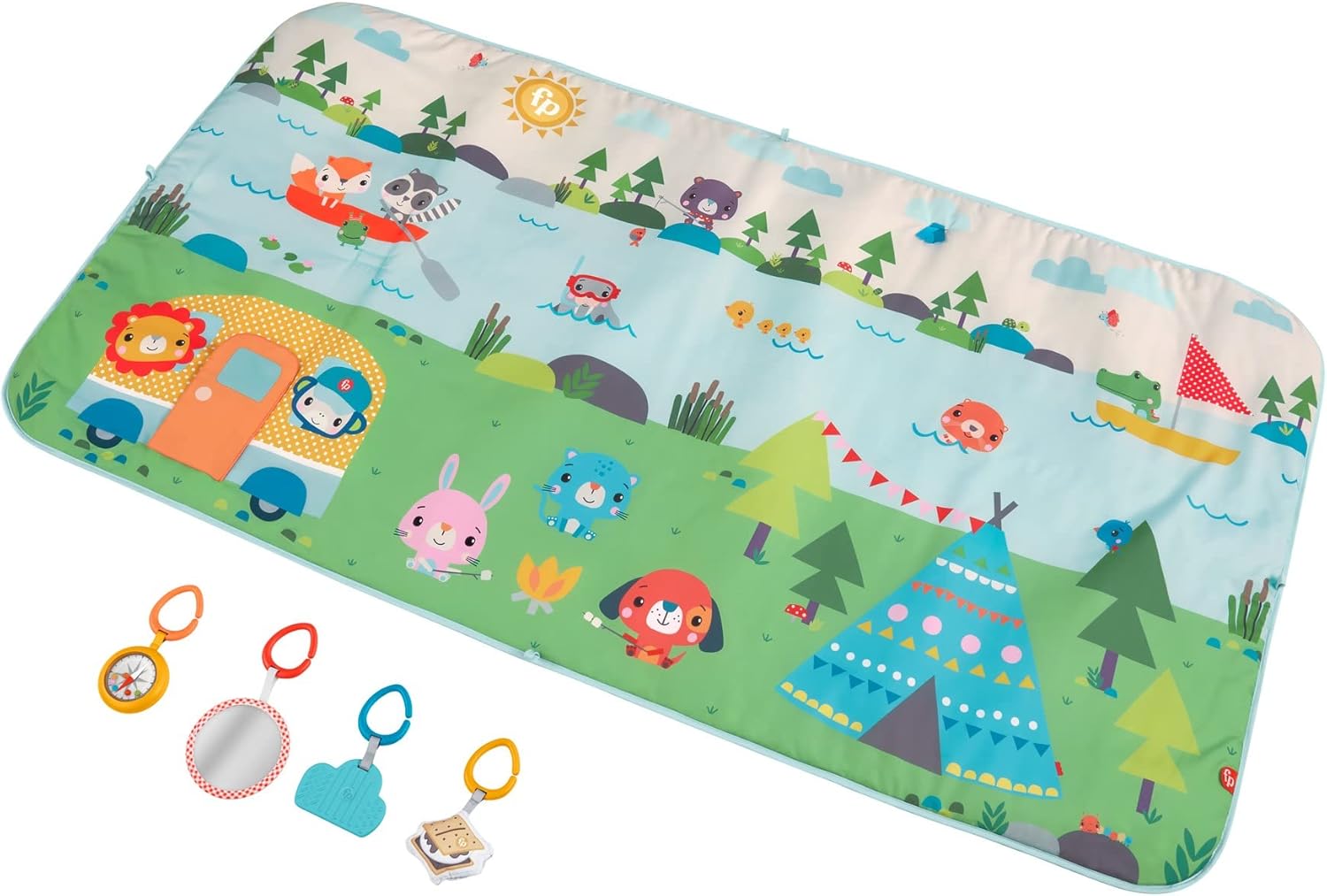 Fisher-Price Grandi Avventure tappetino attività da campeggio 152 x 81 cm con accessori (GXR53)