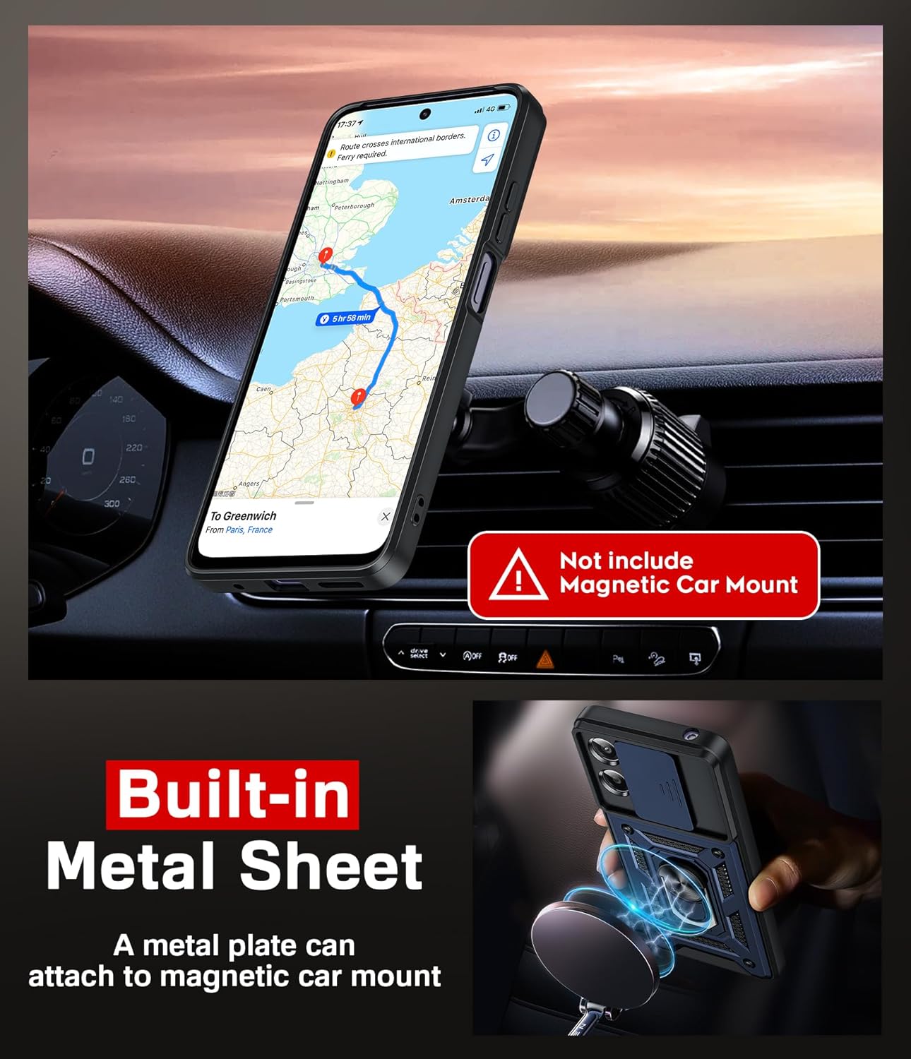 Thumbnail 5 de LeYi rugged phone case for Motorola Moto E15 4G / GO5 with sliding camera cover, ring stand & 2 screen protectors (Blue)