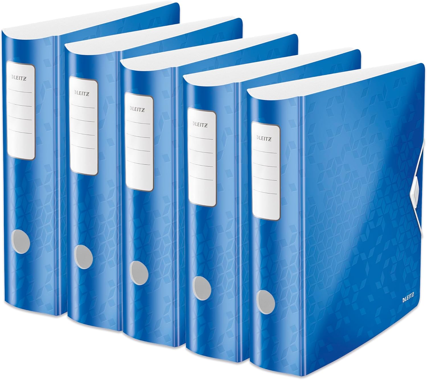 Detalle de Leitz Qualitäts-Ordner 180° Active WOW, 5er Pack, A4, Blau – 8,2 cm Rückenbreite