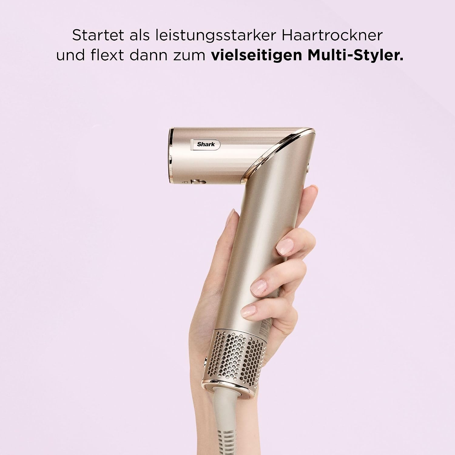 Detalle de Shark FlexStyle 5-in-1 Luftstyler & Haartrockner inkl. Auto-Wrap-Lockenaufsatz – Champagner