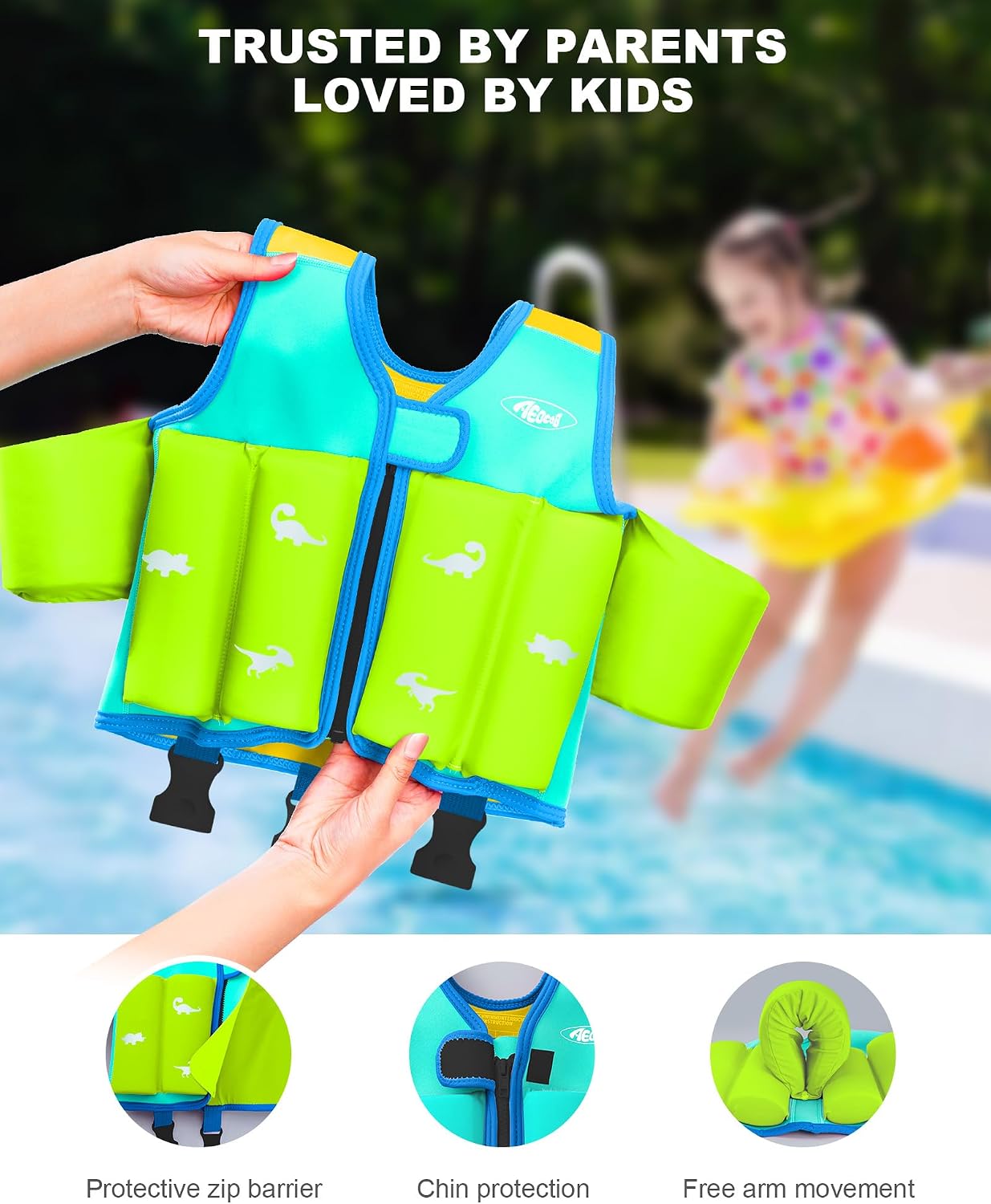 Thumbnail 5 de Kids Pool Floaties 1-9 Years Old Toddler Swim Vest with Adjustable Buoyancy and Crotch Strap