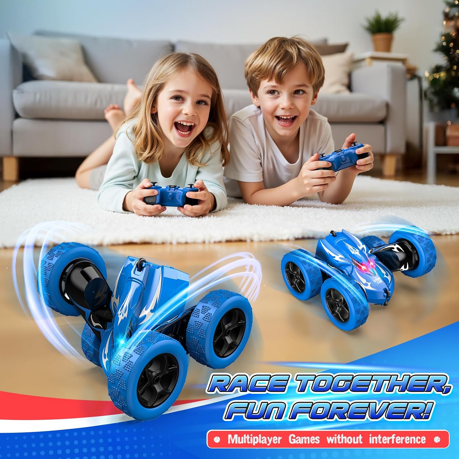 Detalle 2 de Dreamlandia Remote Control Cars – 2.4GHz LED stunt car with 360 flips for boys (age 3-9)