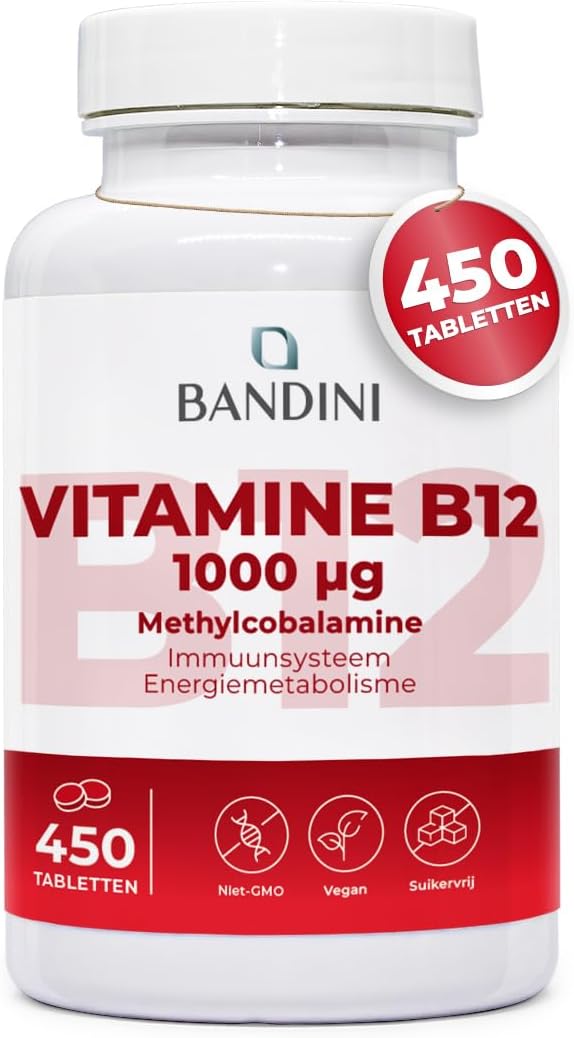 Detalle de BANDINI Vitamine B12, 450 veganistische tabletten met 1.000 µg methylcobalamine