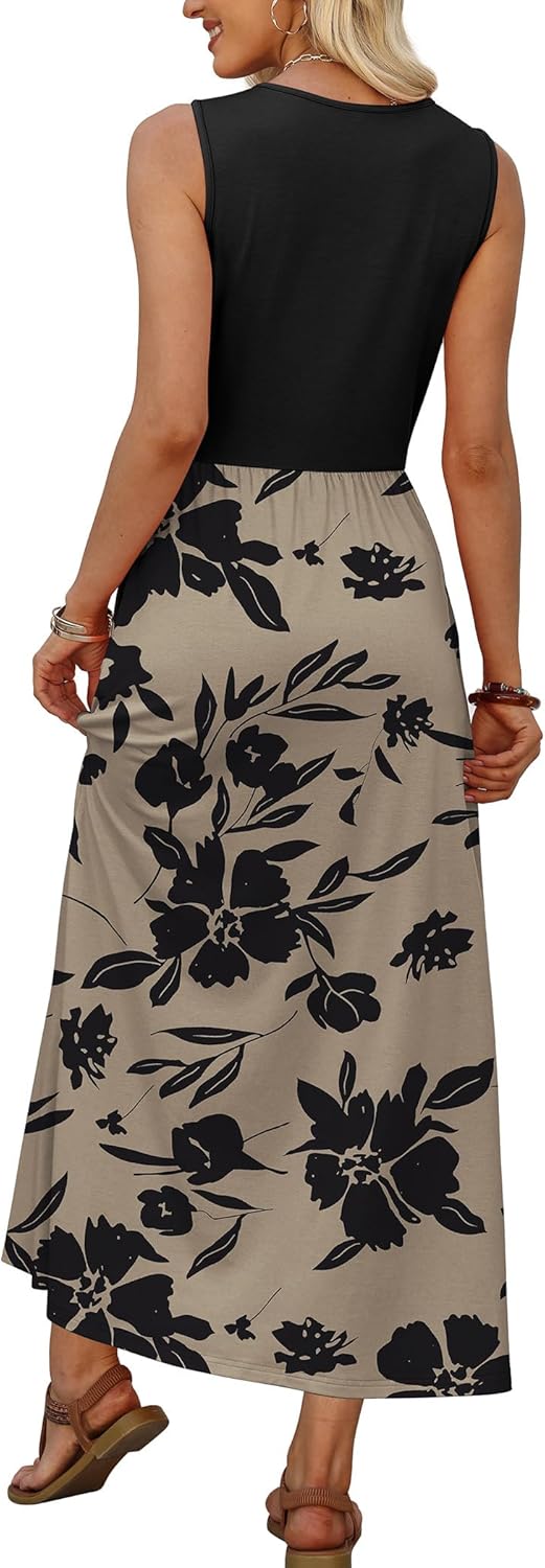 Detalle de WIHOLL Summer Dresses Babydoll Maxi Dress with Pockets