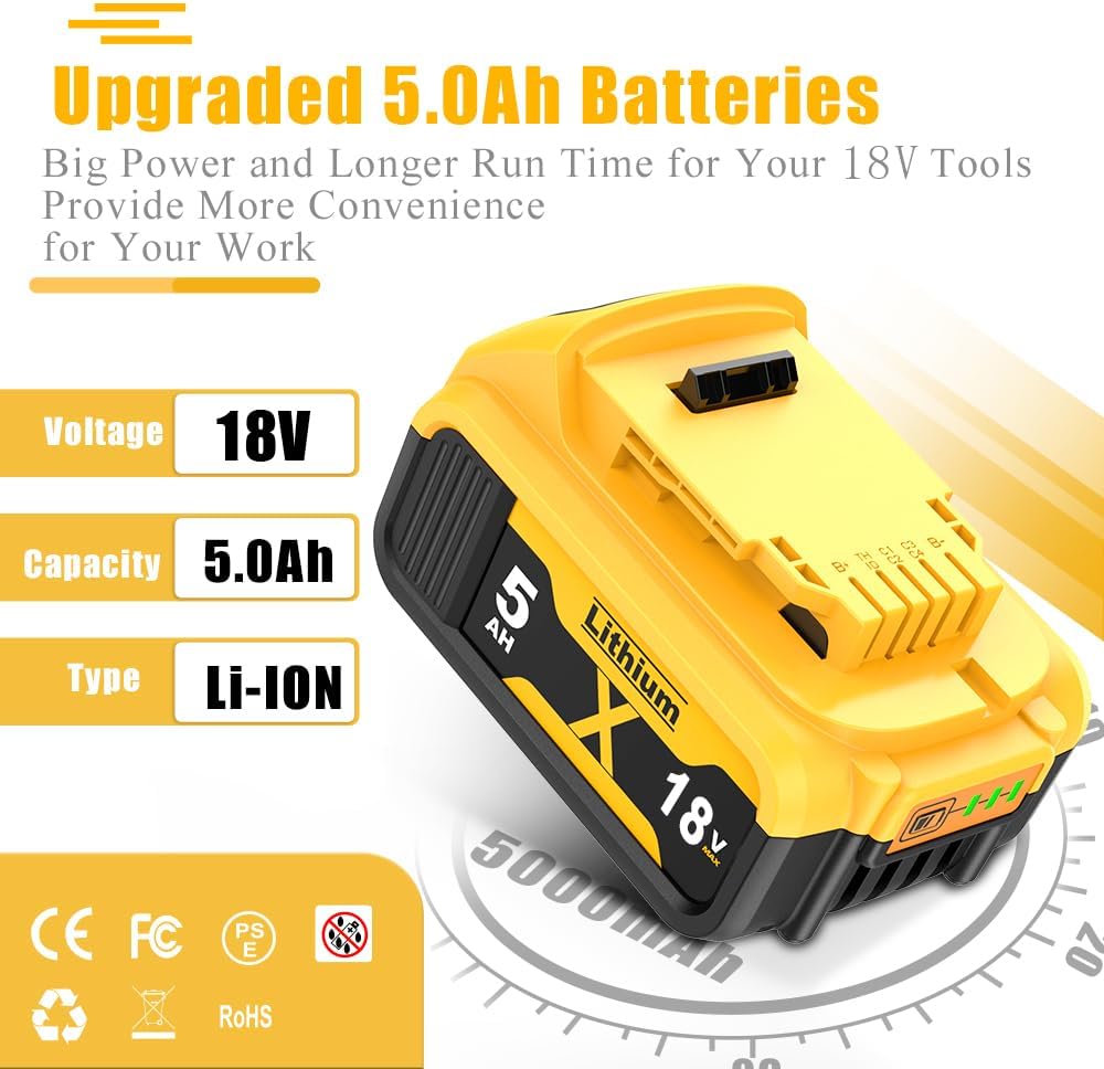 Detalle 2 de Dewalt 18V Ersatzakku DCB182 2x 5000mAh