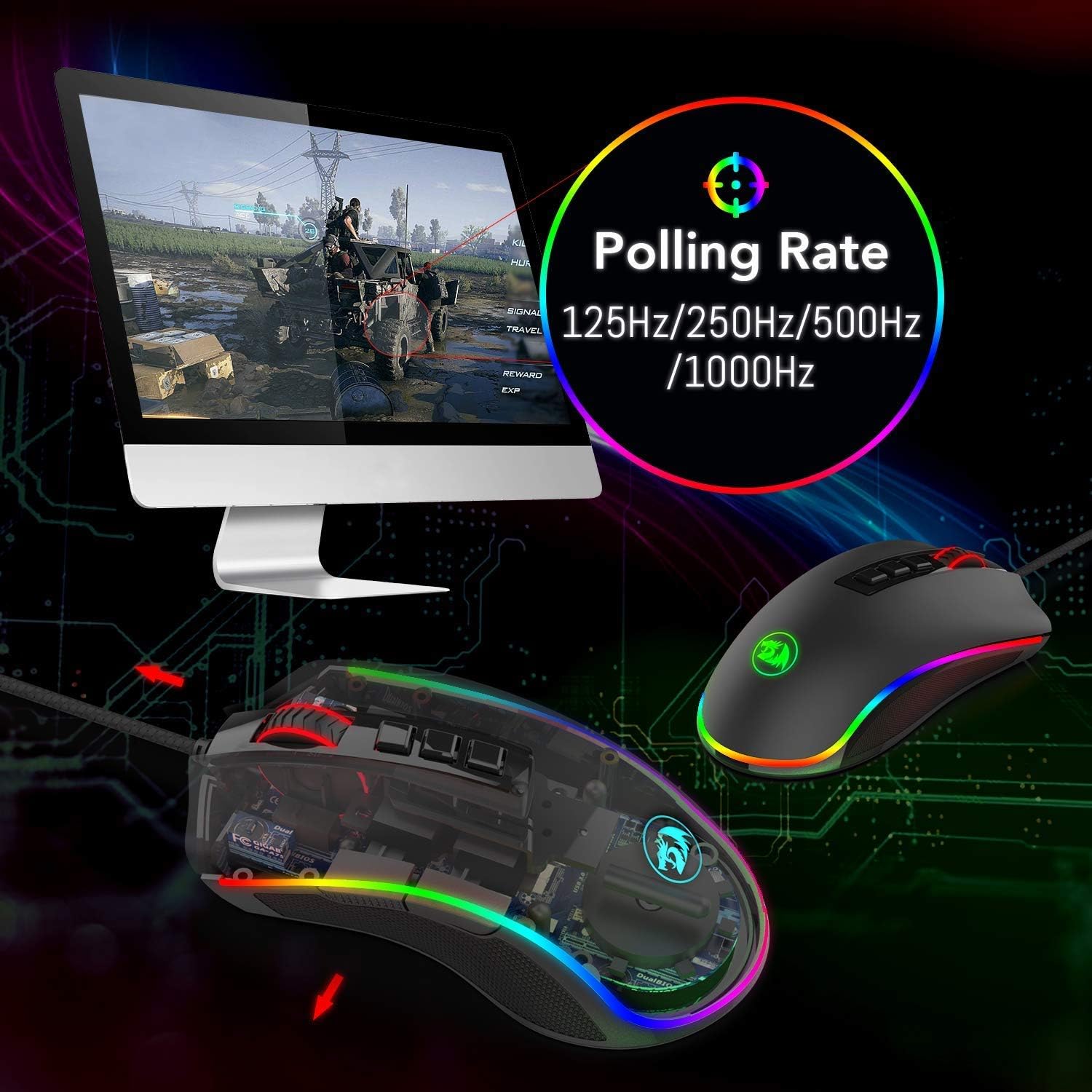 Thumbnail 6 de Redragon M711 wired gaming mouse with 10,000 DPI and customisable RGB lighting