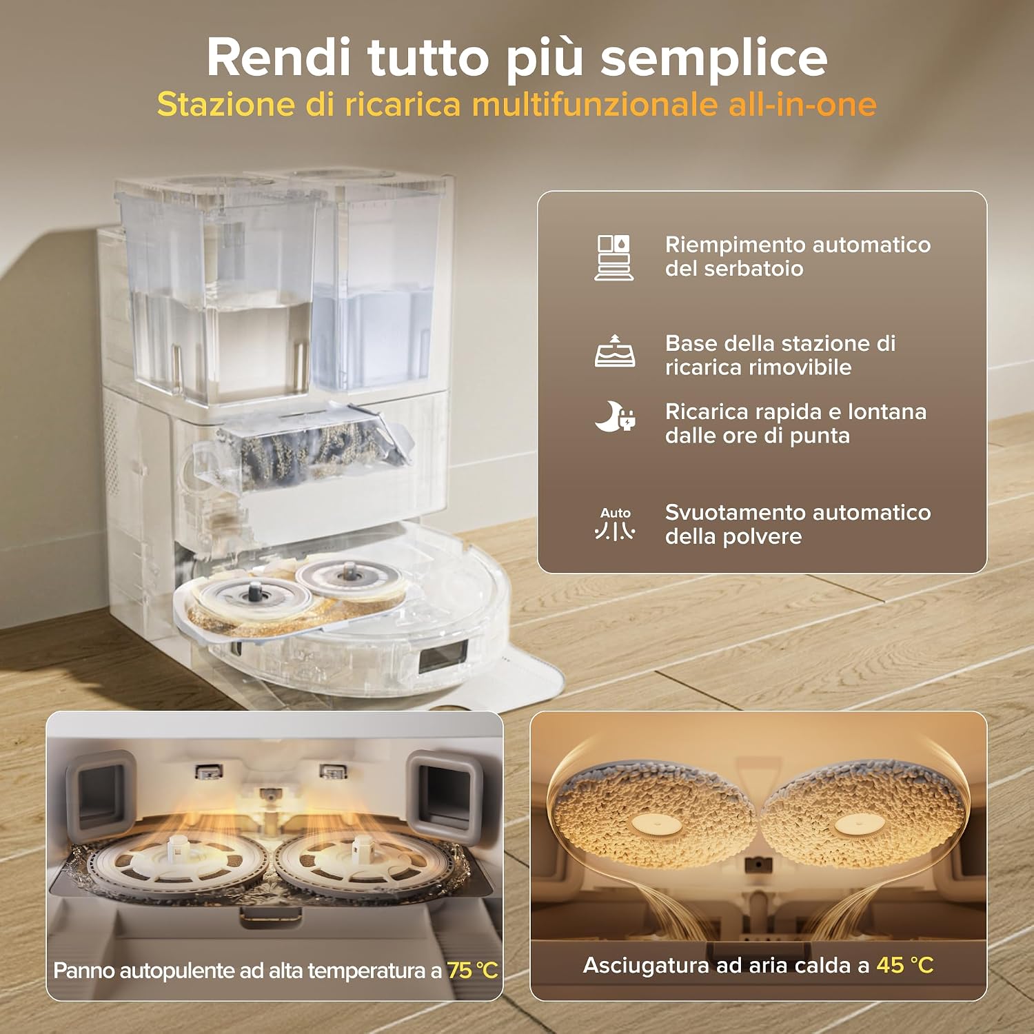 Detalle 2 de roborock Qrevo S Pro: Robot Aspirapolvere Lavapavimenti con Lavaggio Panno a 75°C