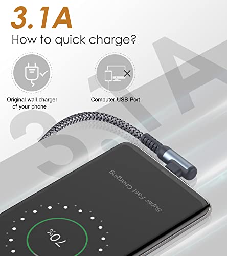 Detalle de AviBrex Cavo USB-C angolo retto 2 pezzi x 2 m, USB-C a USB-A 3,1A - Ricarica rapida e133