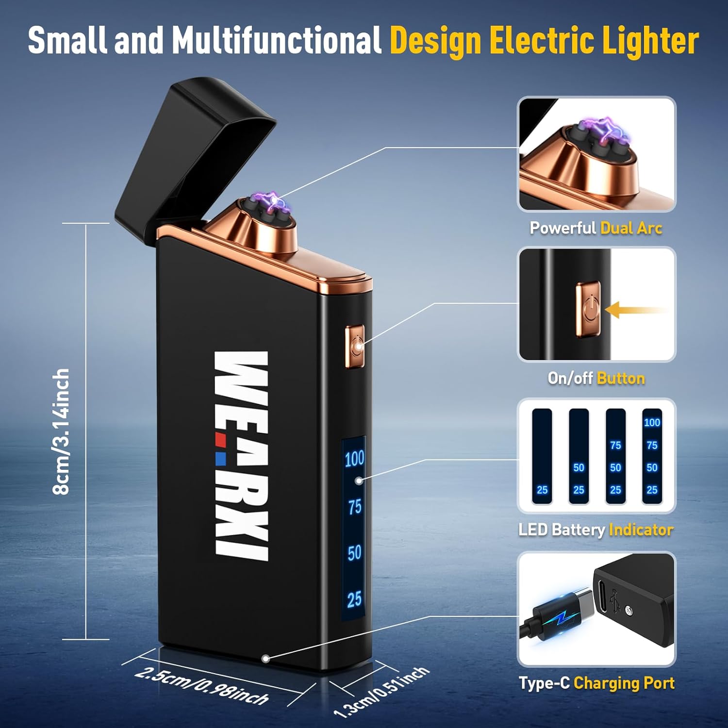 Detalle de WEARXI Electric Lighter 8cm portable