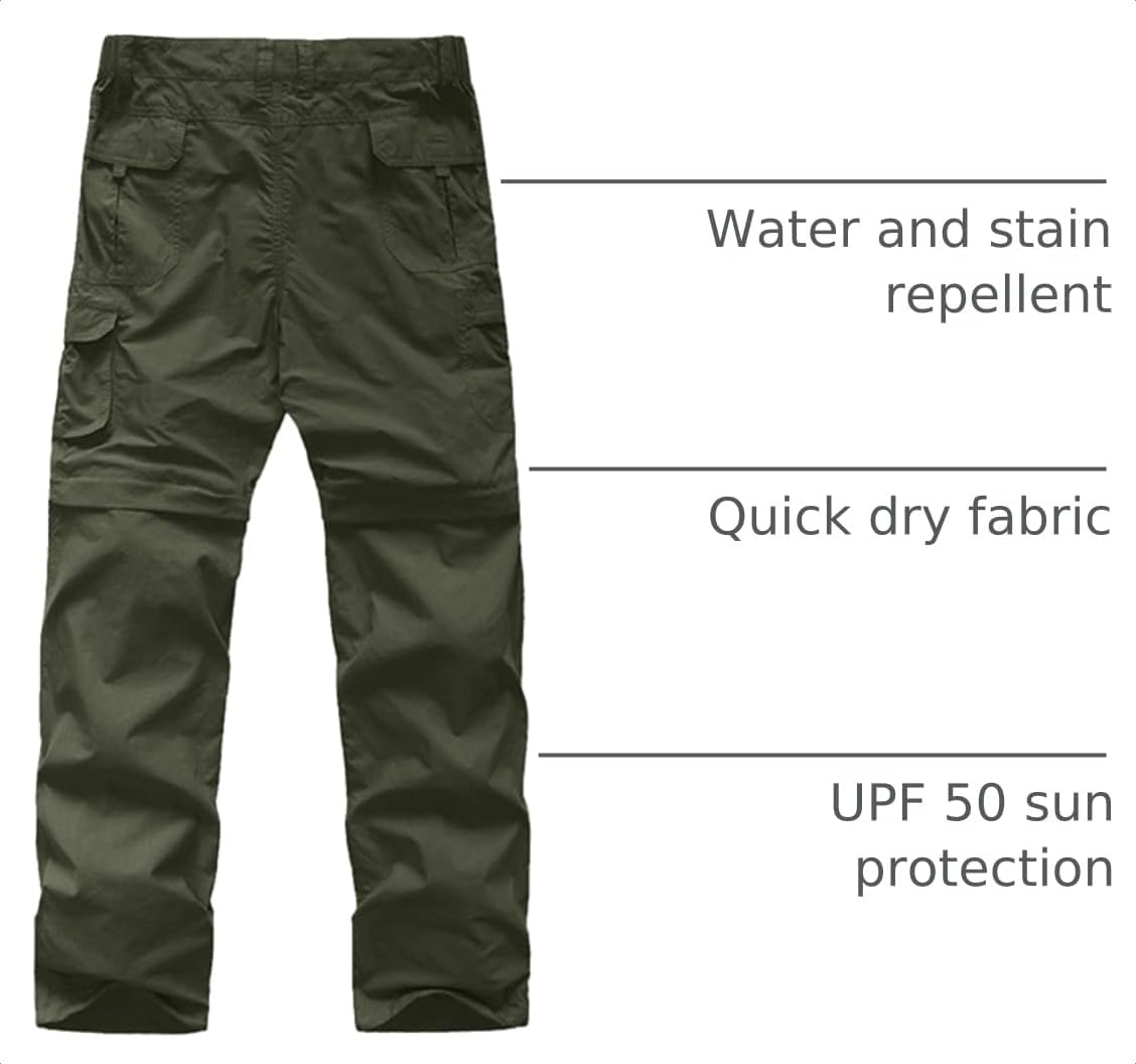 Detalle de linlon Kids' Cargo Pants #9016: Quick-Dry Waterproof Convertible Hiking Trousers