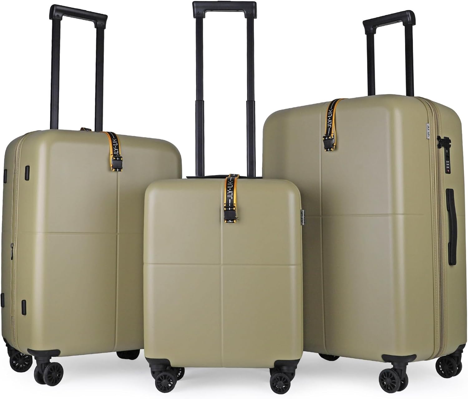 Detalle de JLY Premium Hard Suitcase Set of 3 – 100% German Covestro Polycarbonate Luggage (Olive Green)