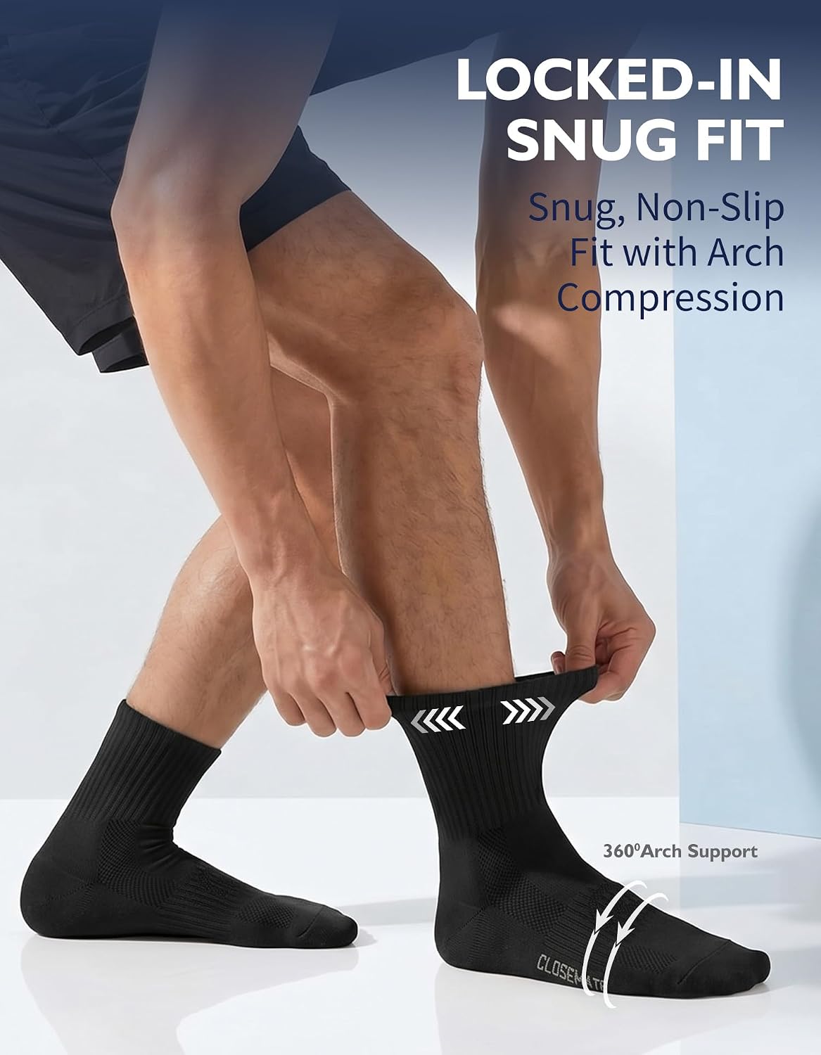 Detalle 2 de CLOSEMATE Trainer Socks, Cotton Blend, Cushioned Sole & Arch Support, 3 Pairs
