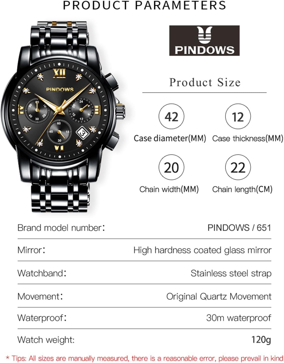 Thumbnail 5 de PINDOWS Luxus Chronograph Herren 30 m