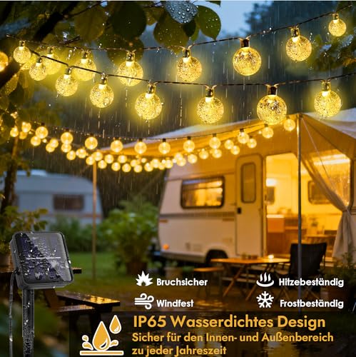 Thumbnail 1 de LuJasi Solar Lichterkette Außen – 8 m, 30 LEDs, IP65, 8 Modi, Warmweiß