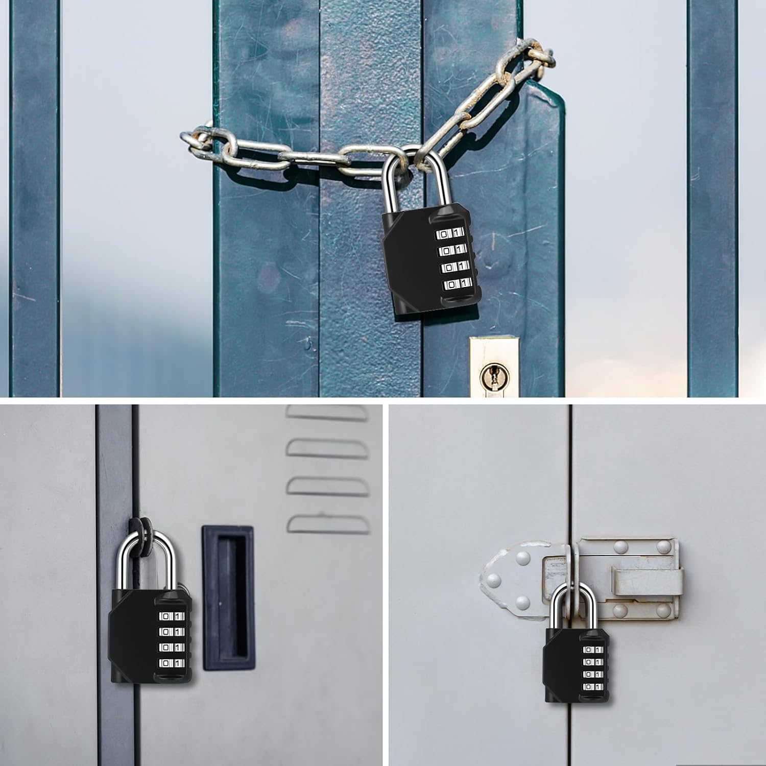 Thumbnail 4 de 4Pcs Combination Padlock Heavy Duty