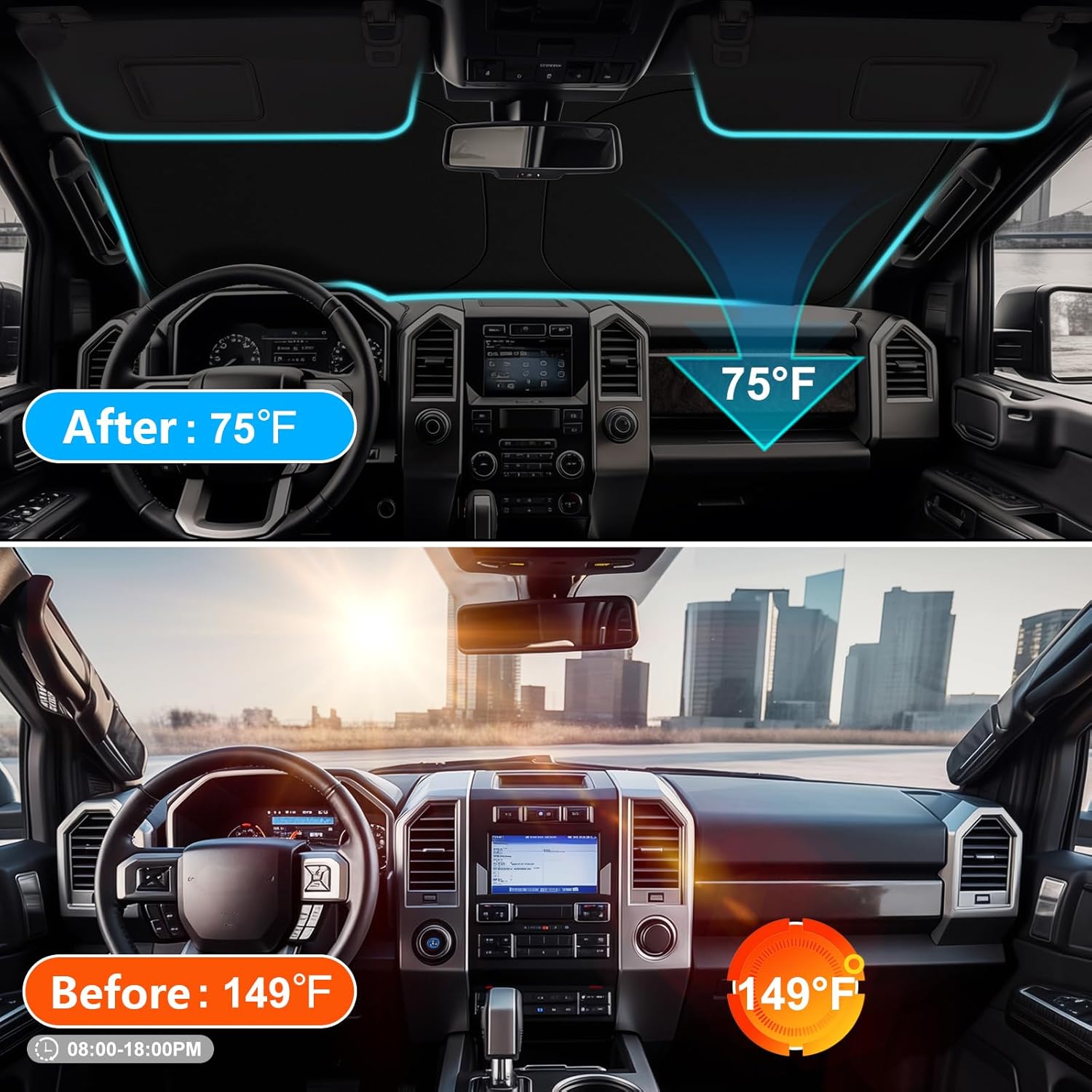 Thumbnail 2 de SHINEHOME Foldable Windshield Sun Shade for 2015-2020 & 2021-2026 Ford F-150 (Windshield Screen Cover)