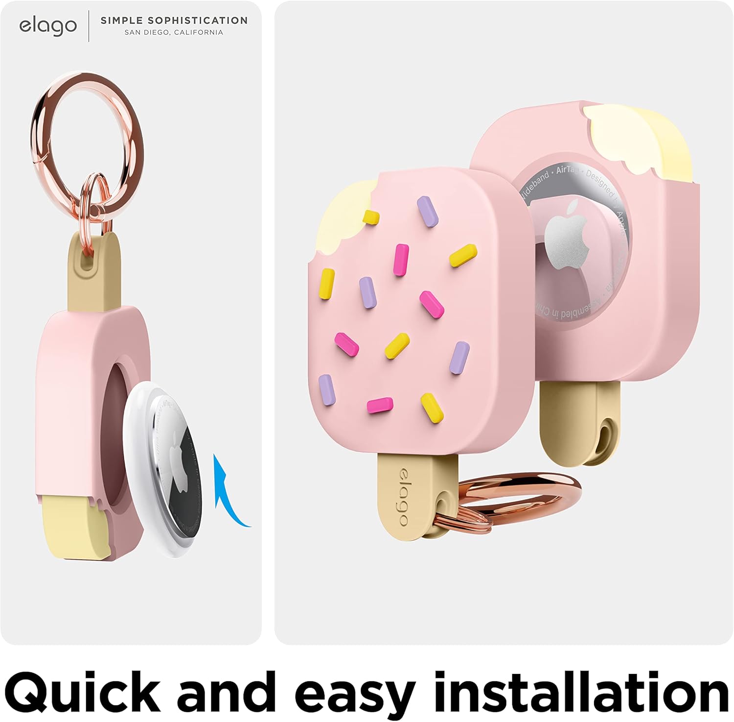 Thumbnail 4 de elago Coque Glace en silicone pour Apple AirTag 2e/1re gén — étui de protection complète (rose)
