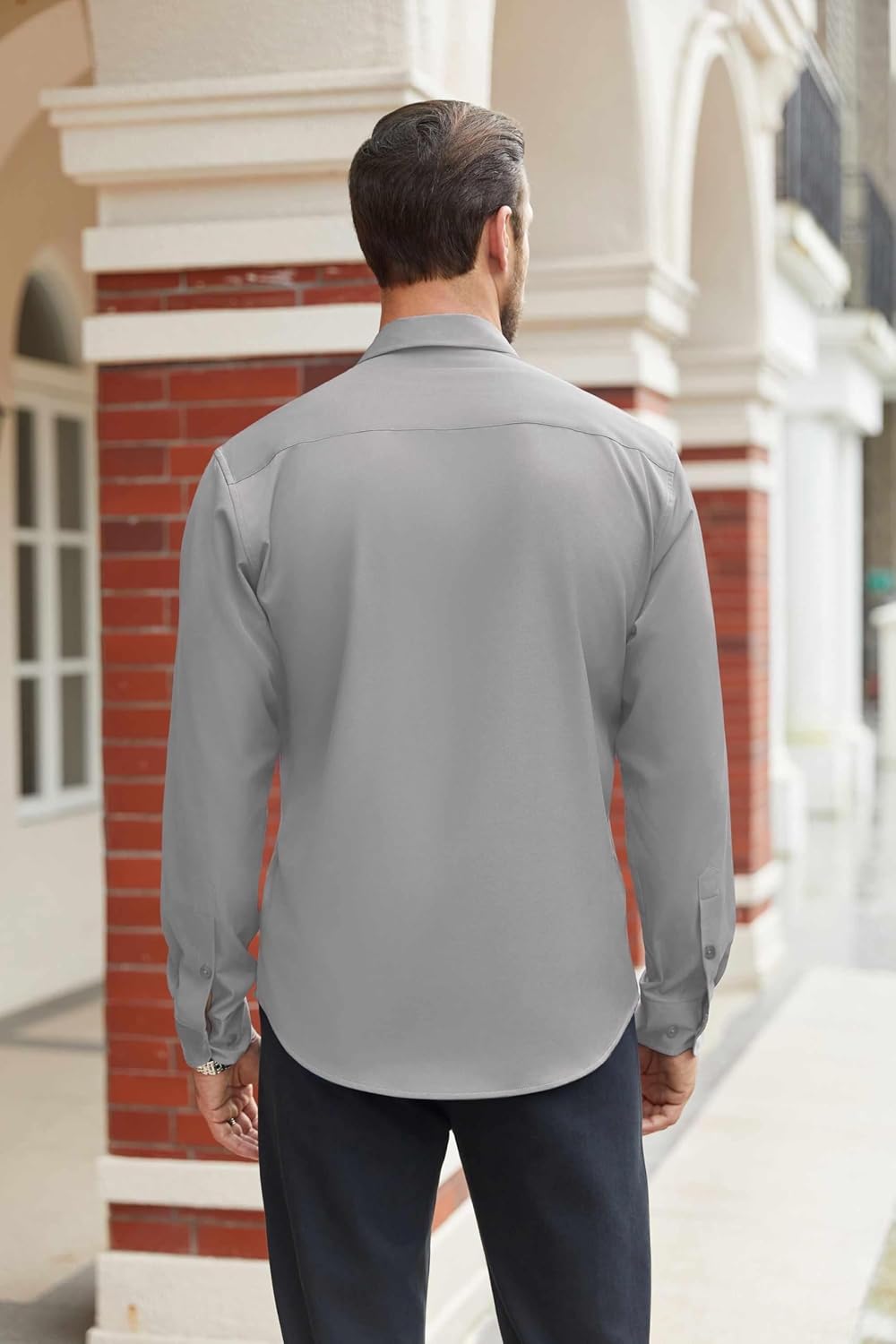Detalle de COOFANDY Men's Stretch Dress Shirt, Long Sleeve, Regular Fit